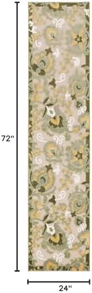 Nourison Home Aloha Ivory Green 2' x 6' Area Rug - Easy Clean, Non Shedding, Bed Room, Living Room, Dining Room, Kitchen (6' Runner) - Image 2