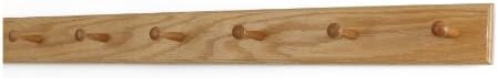 Solid Oak Shaker Peg Rack Made in The USA - Natural Stain 35 x 3.5 Inches with 6 Pegs by PEG+AND+RAIL