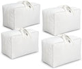 DoYiKe Soft Large Canvas Comforter Storage Bags with Four Carrying Handles and Clear Window, Closet Organizer for Clothing, Blankets Sheets Pillows and Bedding, 80L, 4 Pack, White by DoYiKe