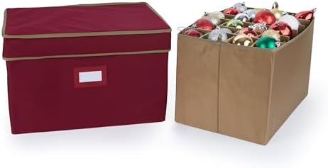 Covermates Adjustable Ornament Storage Box, 19.25" W x 13" D x 12.5" H, Red by Covermates