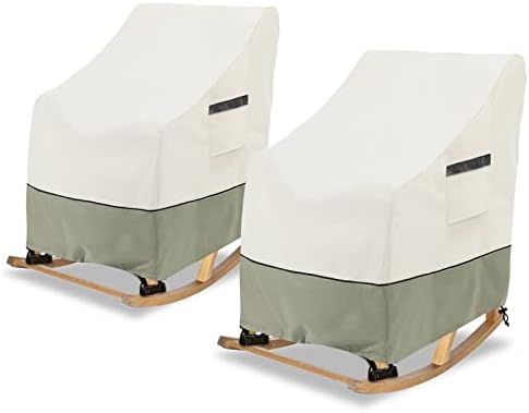 Patio Rocking Chair Cover 2-Pack,Rocking Chair Covers for Outdoor Furniture, 27.5W x 32.5D x 39H Inch,Rocking Chair Covers Waterproof,White&Grayish Green by LSongSKY