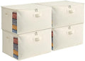 4 Pack Canvas Comforter Storage Bags for Clothes & King Comforters, Natural by Vailando