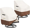 Patio Chair Covers 2 Pack,Swivel Lounge Chair Cover,Waterproof Heavy Duty Patio Furniture Covers for Outdoor Swivel Lounge Chair(33 W x 35 D x 38.5 H inches) Beige & Brown by Osileyo