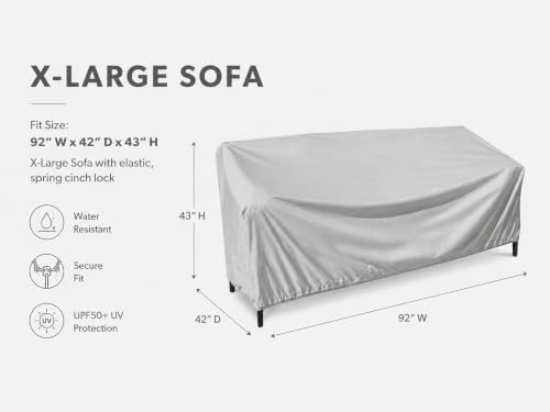 Treasure Garden X-Large Sofa Cover, 300D Polyester Outdoor Deep Seating Patio Sofa Cover, Water Resistant, UPF50+ UV Protection, Elastic Hem, Cinch Lock, Built-In Pouch & Storage Bag - Image 2