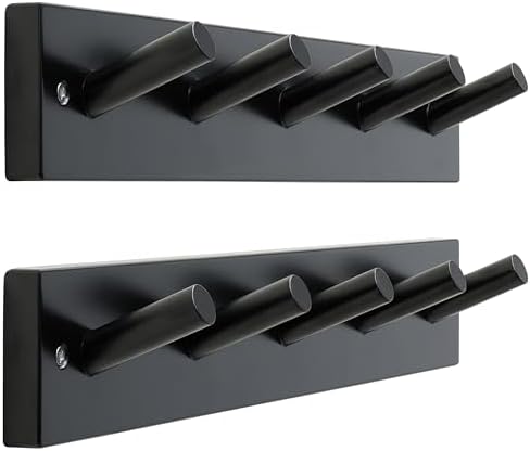 SKOLOO Coat Rack Wall Mount 17 inch, 5 Hooks, Bamboo, Shaker Style, Black by SKOLOO