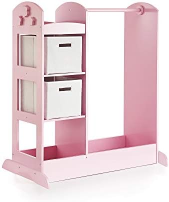Guidecraft See and Store Dress-up Center – Pink: Pretend Play Costume Storage Wardrobe for Kids with Mirror & Shelves, Armoire with Bottom Tray, Toddlers Room Furniture by Unknown