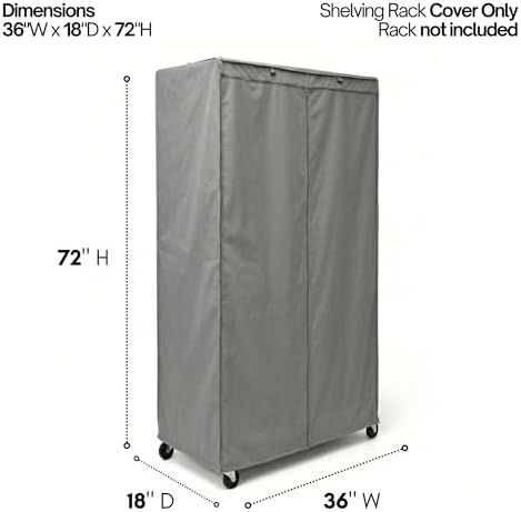 Formosa Covers Premium Wire Shelf Cover - 36x18x72 Inches Perfect Fit for Wire Shelving - Versatile Shelf Shield Protects & Organize - Ideal for Garage and Outdoor Storage - Metal Rack Cover - Grey - Image 2