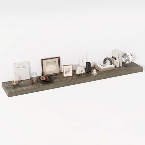 Acovy 72 Inch Floating Shelves, 12" Deep Floating Shelf Wall Mounted, 72" Wall Shelves, Rustic Deep Bookshelf, Extra Deeper & Thicker Display Shelves for Bedroom, Living Room, Set of 1 by Acovy