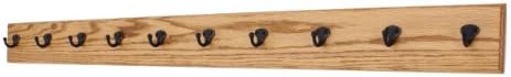 PegandRail Oak Wall Mounted Coat Rack with Aged Bronze Singular Style Hooks 4.5" Ultra Wide (Golden Oak, 52" x 4.5" with 10 Hooks) by PEG+AND+RAIL