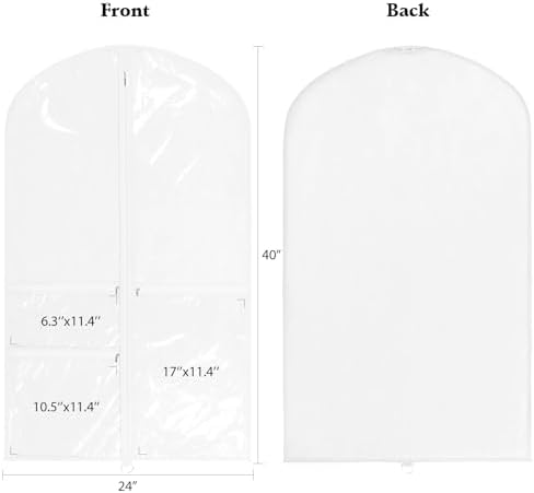 Univivi 40 Inch Dance Costume Garment Bags for Dancers, White, 8 Pack - Image 2