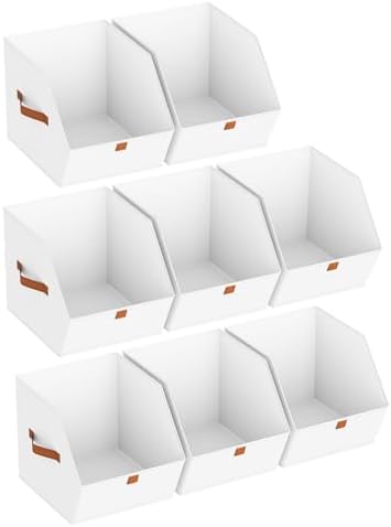 Homsorout Fabric Closet Storage Cubes - 8 Pack Square Storage Bins with Dual Handles for Clothes, Towels, Toys, Cube Storage Organizers for Bedroom, Nursery, Shelves, Closet, Small Spaces, White by Homsorout