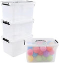 Zopnny 4-Pack Latching Storage Bins, Stackable Plastic Boxes, 10 L, Clear by Zopnny