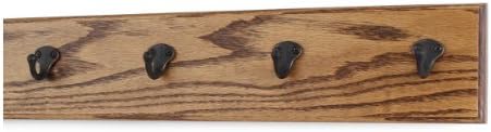 PegandRail Oak Wall Mounted Coat Rack with Aged Bronze Singular Style Hooks 4.5" Ultra Wide (Chestnut, 20" x 4.5" with 4 Hooks) by PEG+AND+RAIL