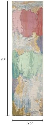 Liora Manne Marina Indoor/Outdoor Power Loomed Synthetic Blend Low Profile Area Rug - Contemporary Graphic Casual Colorful (Watercolor Pastel) (1'11" x 7'6") - Image 2