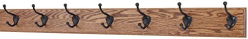 PegandRail Oak Coat Rack with Oil Rubbed Bronze Hat & Coat Style Hooks (Chestnut, 36" x 3.5 with 7 Hooks) by PEG+AND+RAIL