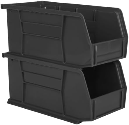 HE HUDSON EXCHANGE 11" x 5.5" x 5" (12 Pack) Plastic Stackable Storage Bin, Black - Image 3