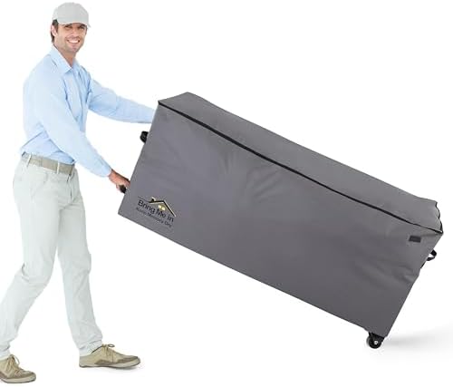 NettyPro Rolling Cushion Storage Bags with Wheel and Handle, Large Storage Container for Furniture Pillow Christmas Tree 7.5 Ft, 50 x 15 x 25 Inch, Grey by NettyPro