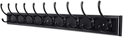 Dseap Coat Rack Wall Mounted: 10-Hooks, 38-1/4" Long, 16" Hole to Hole, Wood Coat Hooks Wall Mounted, Hook Rack, Hook Rail, Hooks for Hanging Coats, Black by Dseap