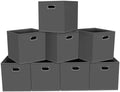 Fabric storage bins Cubes, Fabric Cube Organizer with Handle, Foldable Cube Bins for Cloth or Accessary Storage, 11x11x11, Set of 8, (Gray) by Yunkeeper