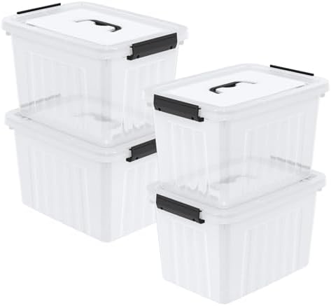 Kekow 18 L Clear Storage Bin with Lid, Clear Plastic Storage Totes, 4-Pack - Image 5