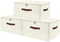 ANMINY Storage Box Fabric Bins with Zipper Lid, 17.7"x13.8"x10" Beige, 3PCS by ANMINY