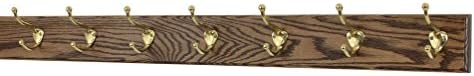 Solid Oak Coat Rack with Solid Brass Hat and Coat Style Hooks - Made in The USA (Walnut, 36" x 3.5 with 7 Hooks) by PEG+AND+RAIL