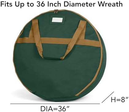 Covermates Keepsakes Wreath Storage Bag – Heavy-Duty Polyester with Buckle Straps & Interior Pouch – Protective Holiday Wreath Organizer with Handles, D-Ring & Label Window, Green - Image 3