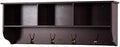 Elegant Espresso Wooden Wall-Mounted Coat Rack with Shelf - Entryway Organizer with 4 Dual Hooks - Modern Storage Display for Home Decor, Plants, Photos - MDF Construction - 39"x8"x14" by HEIGHYOXPFurniture