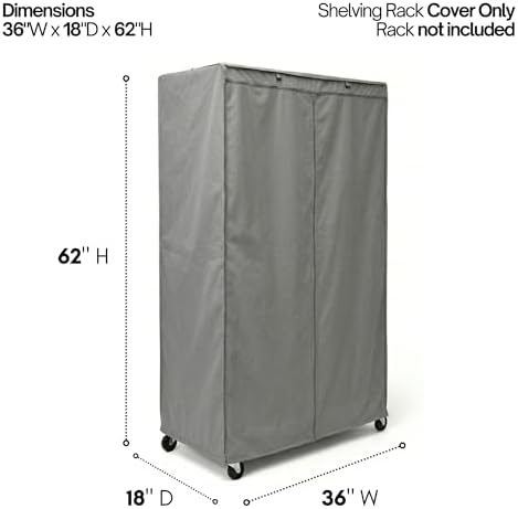 Formosa Covers Premium Wire Shelf Cover - 36x18x62 Inches Fit for 4-Tier Wire Shelving - Versatile Shelf Shield Protects & Organizes Garage, Outdoor, Kitchen, Inventory - Metal Rack Cover Grey - Image 2