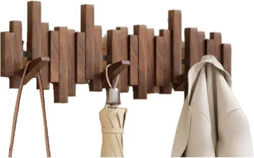 ELECANE Key Holder Wall Mount, Splicable Wooden Piano Coat Rack Wall Mount, Modern Wall Art Flip Down Magnetic Hooks Wall Hook Hat Hanger for Entryway Key Holder Bedroom Kitchen (Brown, 8 Hooks) by Unknown