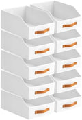 Homsorout Fabric Storage Bins for Organizing - 10 Pack Large Trapezoid Collapsible Storage Bins with Front Handle, Closet Organizers and Storage for Bedroom, Home Shelves, Small Spaces, White by Homsorout
