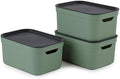 Rotho Jive Set of 3 Storage Box 5l with Lid, Recycled Plastic, Green by Rotho