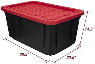 27 Gallon Large Storage Bin 2-Pack, Stackable Plastic Tote with Lid, Black - Image 2