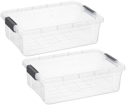 Superio Clear Storage Boxes with Lids, Plastic Container Bins for Organizing, Stackable Crates, BPA Free, Non Toxic, Odor Free, Organizers for Home, Office, School, and Dorm (22 Quart, 2 Pack) by Superio