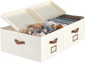 StorageWorks Large Decorative Storage Boxes with Lids, Oatmeal Beige by StorageWorks