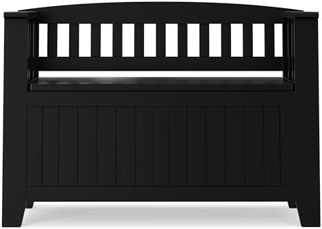 SIMPLIHOME Acadian 36" Wide Solid Wood Storage Bench in Black - Image 6