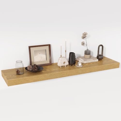 Acovy 48 Inch Floating Shelves, 12" Deep Floating Shelf Wall Mounted, 48" Wall Shelves, Rustic Deep Bookshelf, Extra Deeper & Thicker Display Shelves for Bedroom, Living Room, Set of 1 by Acovy