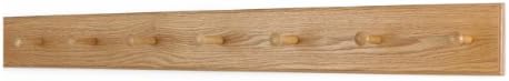 Solid Oak Xtra-Wide Shaker Peg Rack -Made in The USA - Natural Stain 41 x 4.5 Inches with 7 Pegs by PEG+AND+RAIL