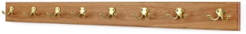 Cherry Coat Rack with Solid Brass Double Style Hooks (Cherry, 41" x 3.5" with 8 hooks) by PEG+AND+RAIL