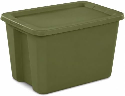 18 Gal Stackable Storage Tote with Lid, Plastic Container, Olive Green by Unknown