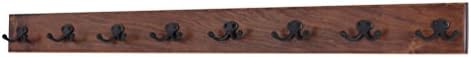 Solid Cherry Wall Mounted Coat Rack - Oil Rubbed Bronze Double Style Coat Hooks - Made in the USA (Mahogany, 52" x 3.5" with 10 Hooks) by PEG+AND+RAIL