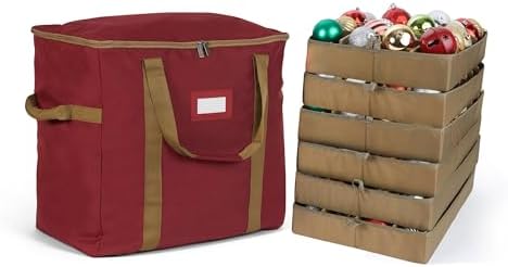Covermates Adjustable Ornament Storage Bag, 19.25" W x 13" D x 18.5" H, Red by Covermates