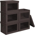 Homsorout Stackable Storage Bins with Lids - Medium Storage Box with Lids, Foldable Closet Boxes for Organizing, Wardrobe Clothes Organizer with Window, Cubes Bins for Living Room, 5 Pack, Brown by Homsorout