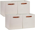 DULLEMELO Storage Baskets for Shelves Closet Storage,Sturdy Home Organization Bins for Gifts Empty,Foldable Fabric Storage Cubes Baskets for Nursery Toys Towels Clothes Storage(Beige-4 Pack) by DULLEMELO