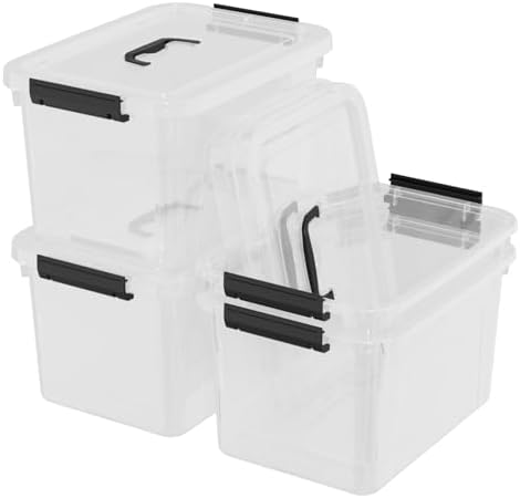 4 Packs 18 Quart Clear Plastic Storage Latching Bins with Handles - Image 2