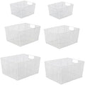 happimess Sutton 6-Piece Nesting Mild Steel Storage Baskets 16", White by Happimess