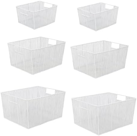 happimess Sutton 6-Piece Nesting Mild Steel Storage Baskets 16", White by Happimess