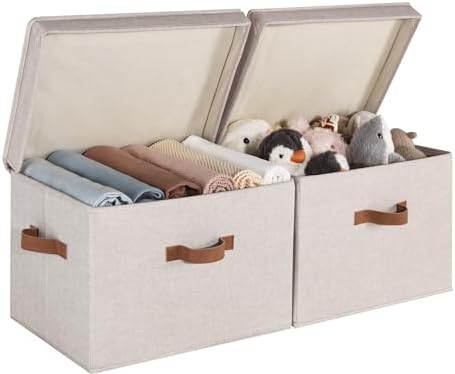 StorageWorks Fabric Storage Bins with Lids, Closet Storage Bins by StorageWorks