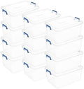 Tribello Clear Storage Bins with Lids, 12-Pack Stackable Plastic Storage Containers for Home Organization – Totes for Closet and Underbed Storage, 21 Quarts by Tribello