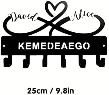 Personalized Family Name Metal Wall Hook Rack – Custom Coat Key Holder with Heart Infinity Design – Rustic Home Entryway Organizer for Jackets, Hats, Bags (Black) - Image 5